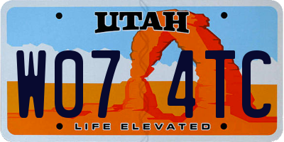 UT license plate W074TC