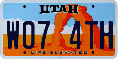 UT license plate W074TH
