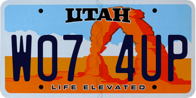 UT license plate W074UP