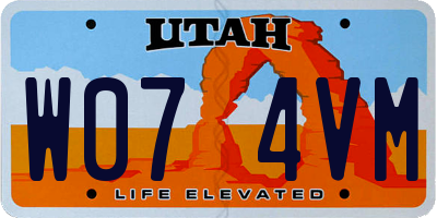 UT license plate W074VM