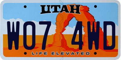 UT license plate W074WD