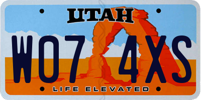 UT license plate W074XS