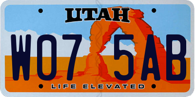 UT license plate W075AB
