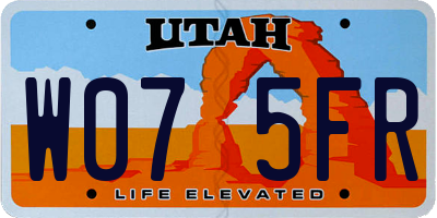 UT license plate W075FR