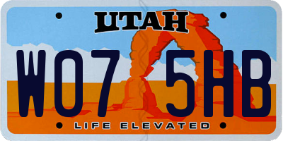 UT license plate W075HB