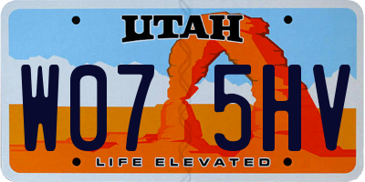 UT license plate W075HV