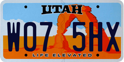 UT license plate W075HX