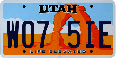 UT license plate W075IE