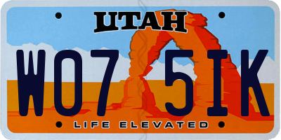 UT license plate W075IK