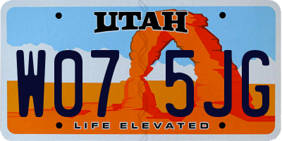 UT license plate W075JG