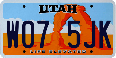 UT license plate W075JK