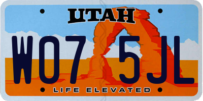 UT license plate W075JL