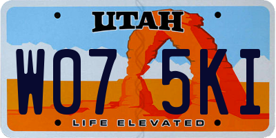 UT license plate W075KI