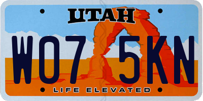 UT license plate W075KN