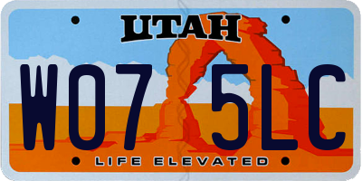 UT license plate W075LC