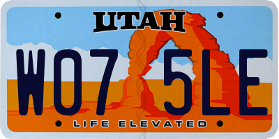 UT license plate W075LE