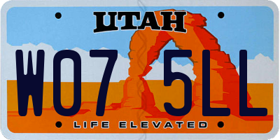 UT license plate W075LL