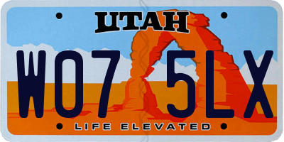 UT license plate W075LX