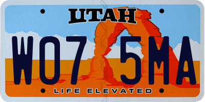 UT license plate W075MA