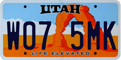 UT license plate W075MK
