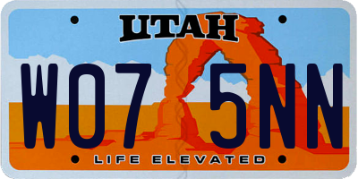 UT license plate W075NN