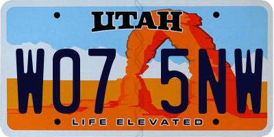 UT license plate W075NW