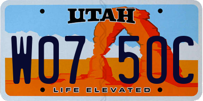 UT license plate W075OC
