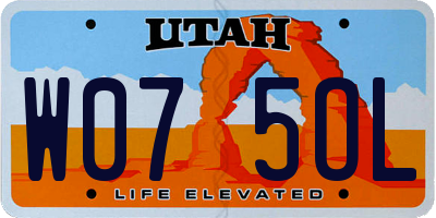 UT license plate W075OL