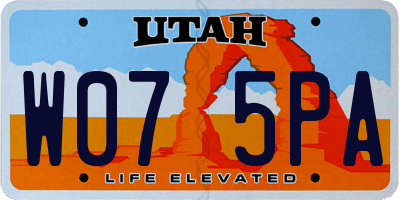 UT license plate W075PA