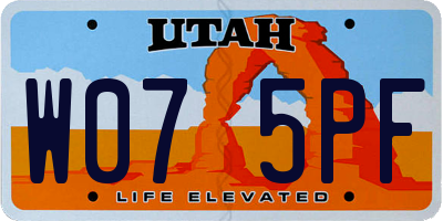 UT license plate W075PF