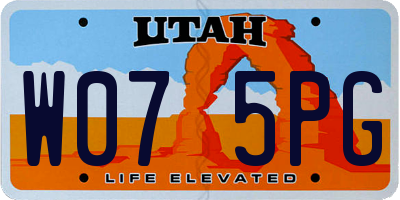 UT license plate W075PG