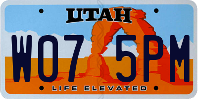 UT license plate W075PM