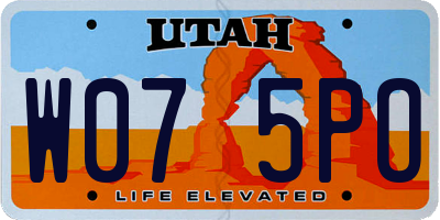 UT license plate W075PO