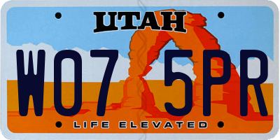 UT license plate W075PR