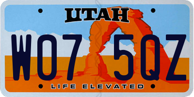 UT license plate W075QZ