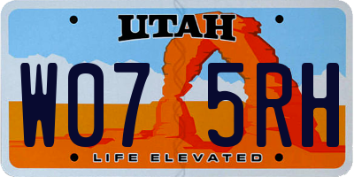 UT license plate W075RH