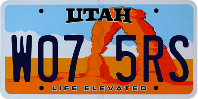 UT license plate W075RS