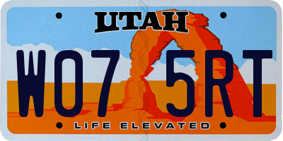 UT license plate W075RT