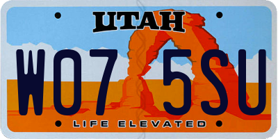 UT license plate W075SU