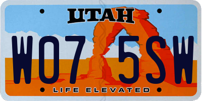 UT license plate W075SW