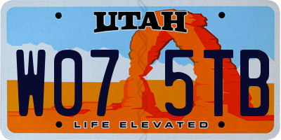 UT license plate W075TB