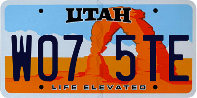 UT license plate W075TE