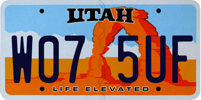UT license plate W075UF