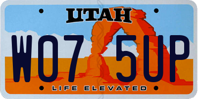 UT license plate W075UP