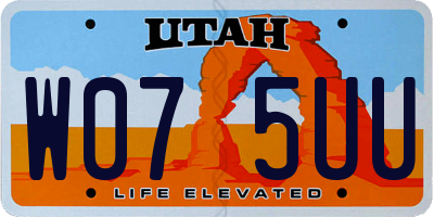 UT license plate W075UU