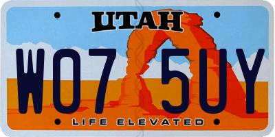 UT license plate W075UY