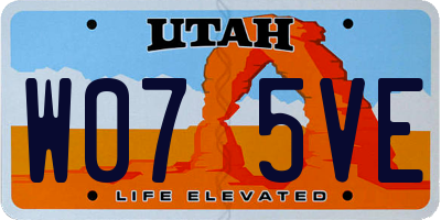 UT license plate W075VE