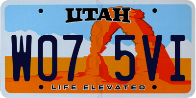 UT license plate W075VI