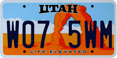 UT license plate W075WM