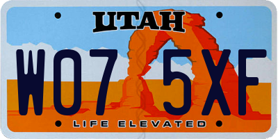 UT license plate W075XF